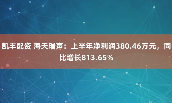 凯丰配资 海天瑞声：上半年净利润380.46万元，同比增长813.65%